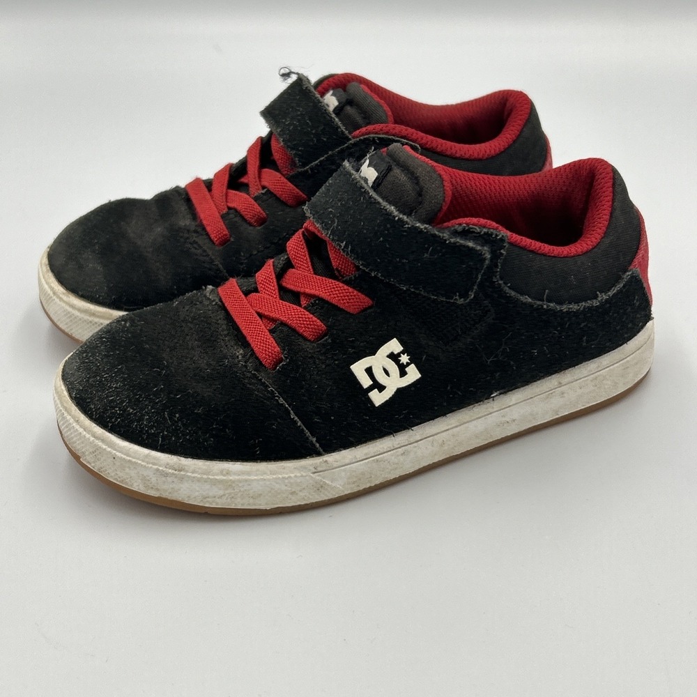 DC Toddler Crisis Sneakers Black and Red Suede Rubber Shoes Size 10 Skater